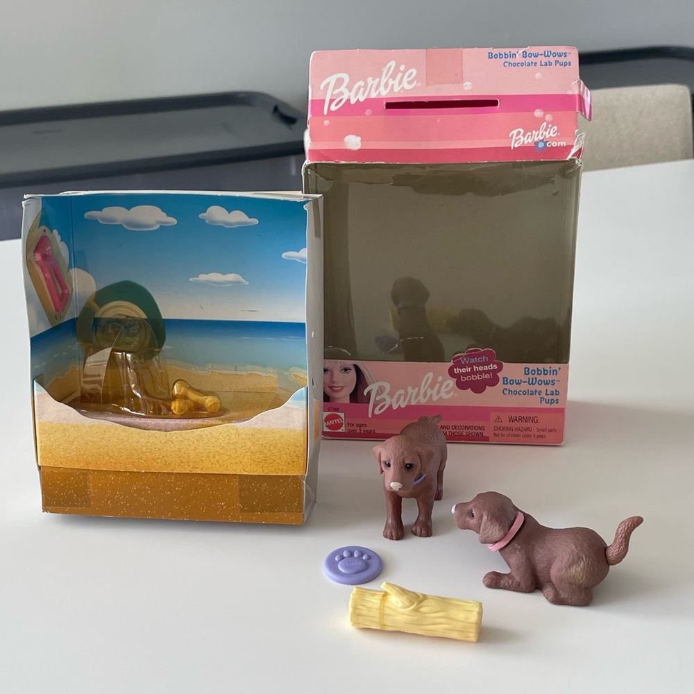 2001 Barbie Bobbin Bow Wows Chocolate lab pups